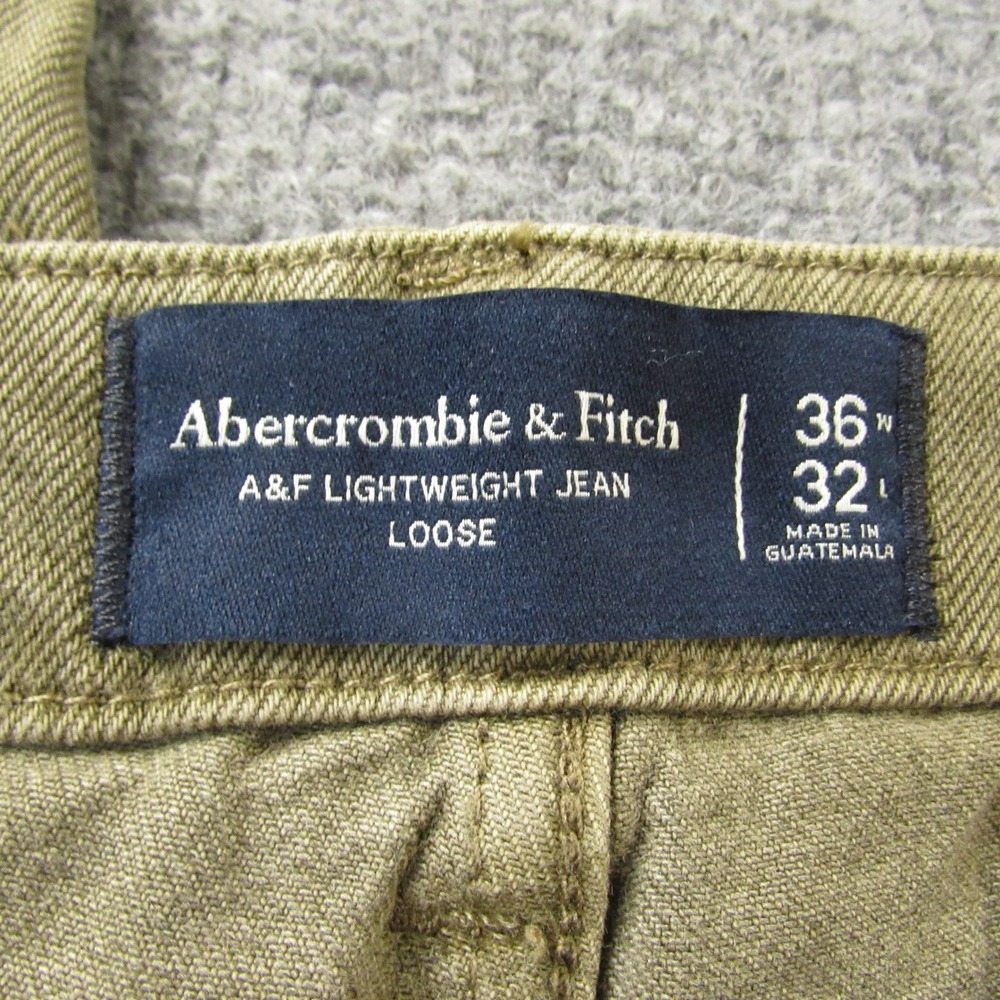 Abercrombie Fitch Jeans Mens 36x32 Green Loose Lightweight Y2K Casual Streetwear - Picture 3 of 10